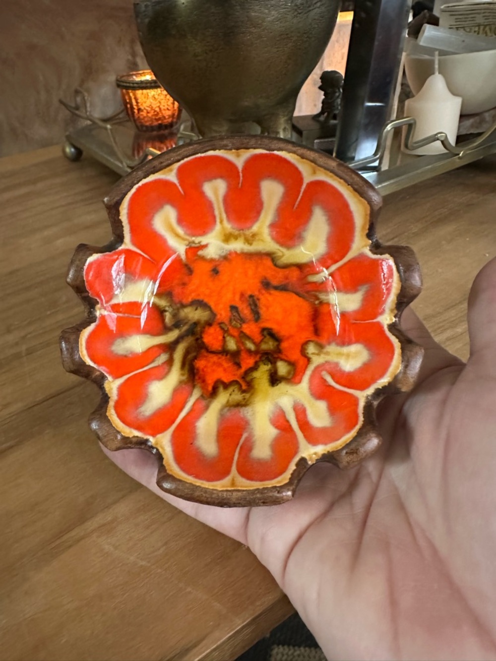 Vibrant Orange Ceramic Accent Dish by Treasure Craft.  Vintage